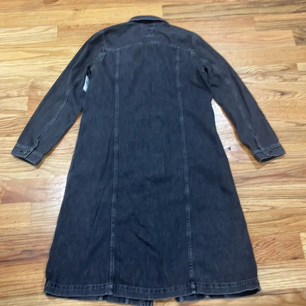 GAP Long Sleeve Denim Dress Icon Denim Duster Jacket Grey  Black M